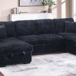 Convertible Sectional Upholstered Sleeper Sofa With Storage Chaise