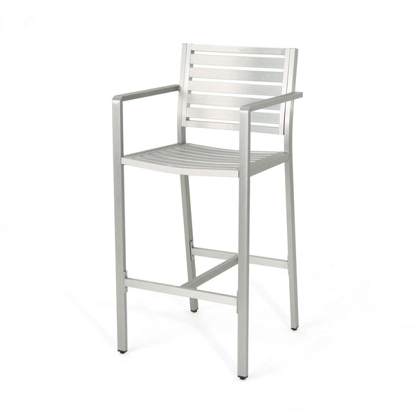 Outdoor Aluminum Rust Proof Barstools (Set of 2) - Silver