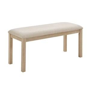 6 Piece Dining Table Set With Bench - Beige / Light Oak