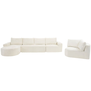 Modular Cloud Sectional Sofa Set, U-Shaped Upholstered Couch With Deep Seat
