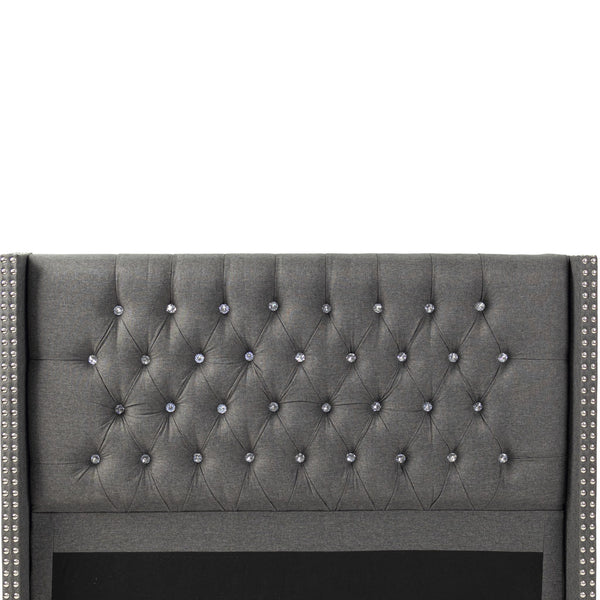 Contemporary Style Bed With Diamond Tufted Headboard