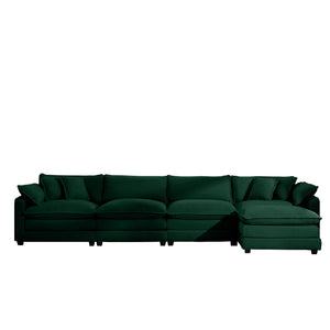 Modern Modular Cushion Sofa With Ottoman, Low Back, Deep Seating Sofa Set
