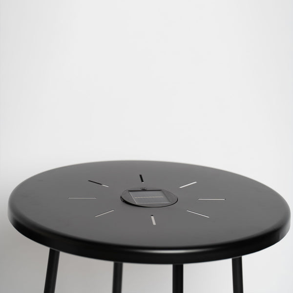 Solar Powered Side Table With LED Light, Outdoor / Indoor - Black