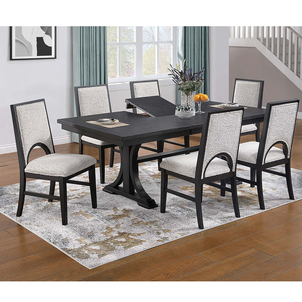 Rectangle Dining Table With Butterfly Leaf, Trestle Base - Charcoal