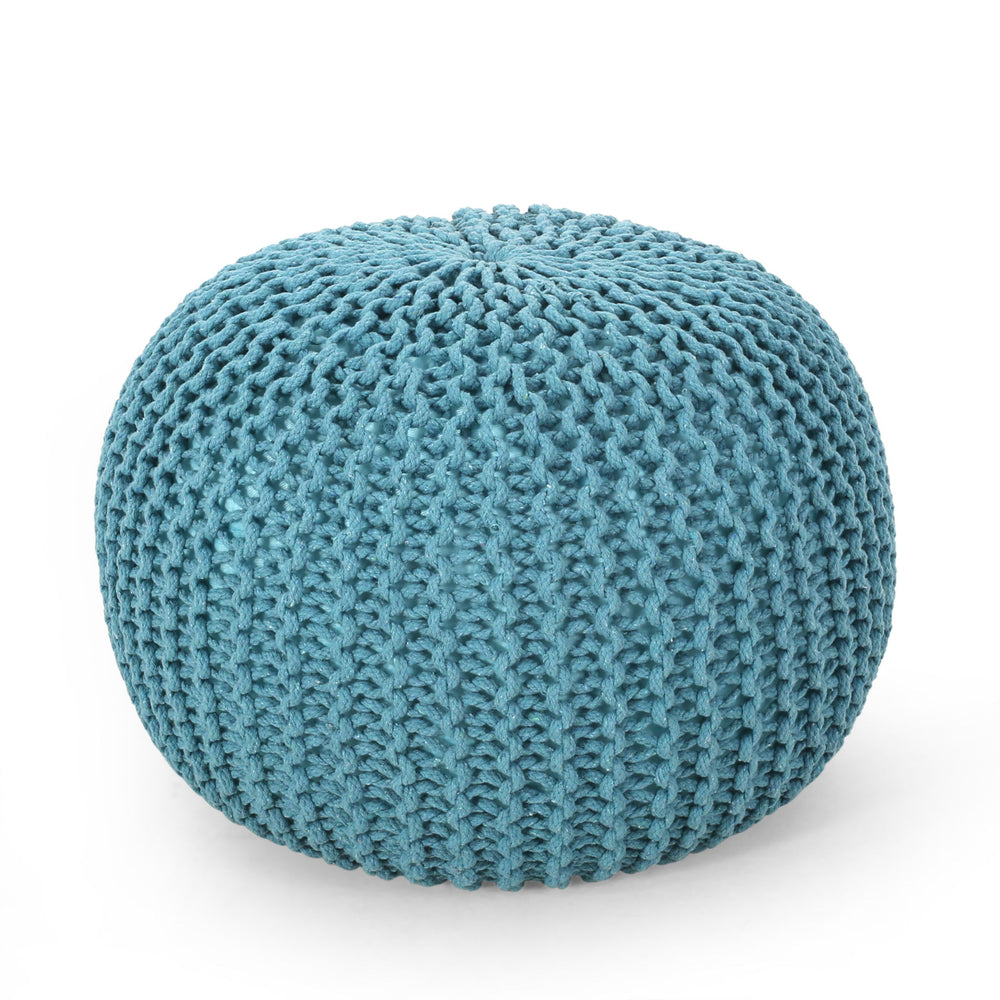 Moro - Knitted Round Pouf With Pumpkin Shape