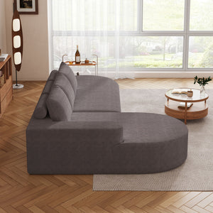 Modern Curved Sofa, L-Shaped Modular Sectional Set With 3 Pillows