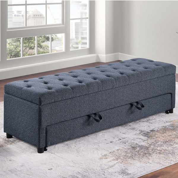 Storage Ottoman With Tufted Seat And Underseat Drawer