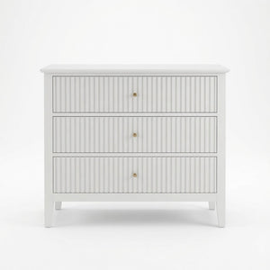 3 Drawer Nightstand, Wide With Soft Close Slides - White
