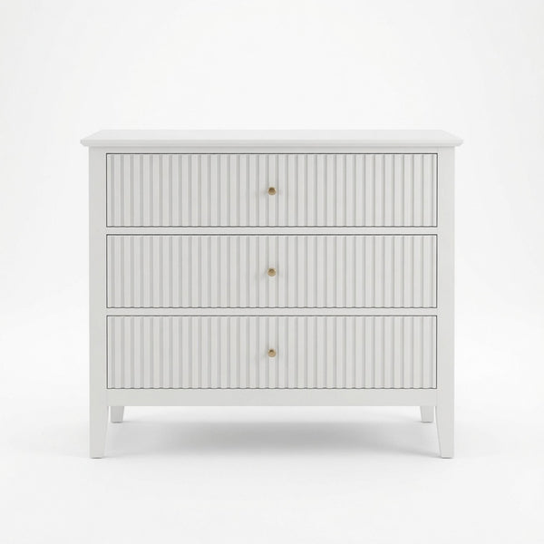3 Drawer Nightstand, Wide With Soft Close Slides - White