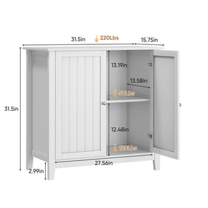 Double Door Storage Cabinet With Knobs - White