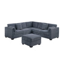 Contemporary L - Sectional Sofa Set With Ottoman And Pillows