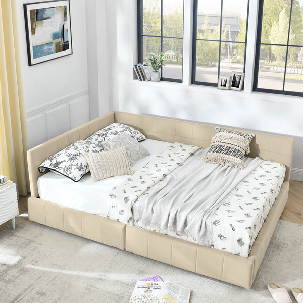 Upholstered Storage Tufted Bed Frame With Backrest And Armrests