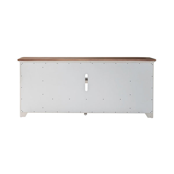 Fireplace TV Consoles - 80" Console With Fire FTS Set - Brown / White