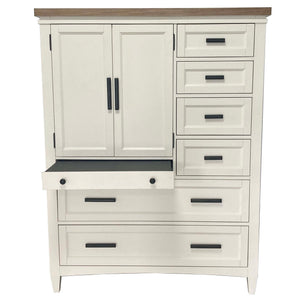 Americana Modern Bedroom - 7 Drawer Door Chest With Workstation - Cotton