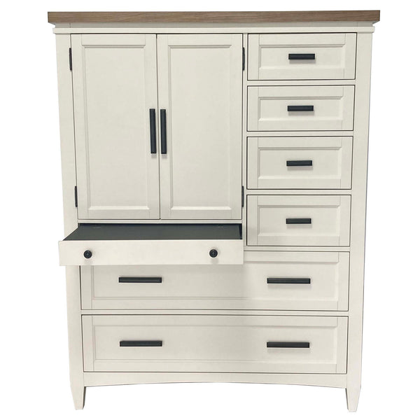 Americana Modern Bedroom - 7 Drawer Door Chest With Workstation - Cotton
