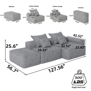 Modern Oversized, Modular Sectional Sofa With Pillows