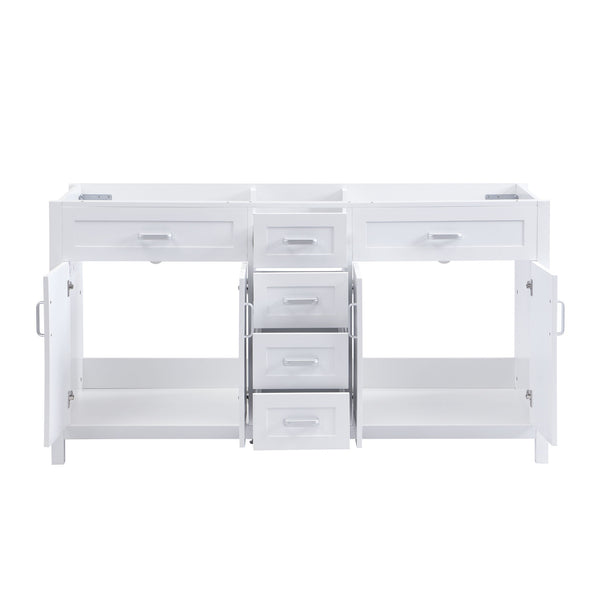 Bathroom Vanity Cabinet Only, Soft Close Doors & Drawers, 4 Drawers & 2 Double Door Cabinets - White
