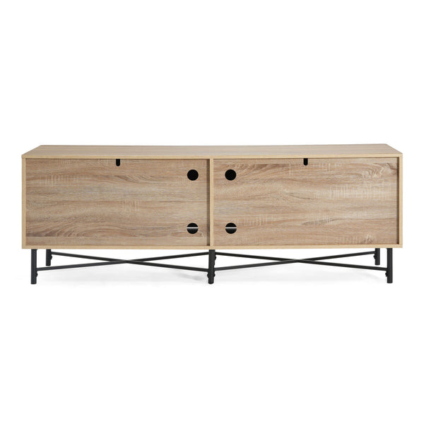 4 Door TV Cabinet, 2 Storage Spaces, Adjustable Shelves