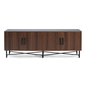4 Door TV Cabinet, 2 Storage Spaces, Adjustable Shelves