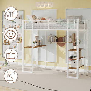 Bunk Bed With L-Shaped Desk And Dual Side Stairs