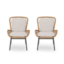 Outdoor Wicker Club Chair With Cushions (Set of 2)