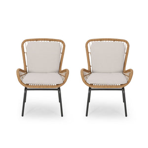 Outdoor Wicker Club Chair With Cushions (Set of 2)