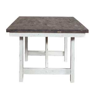 Farmhouse - Fixed Top Trestle Table - Two Tone White / Wood Tone