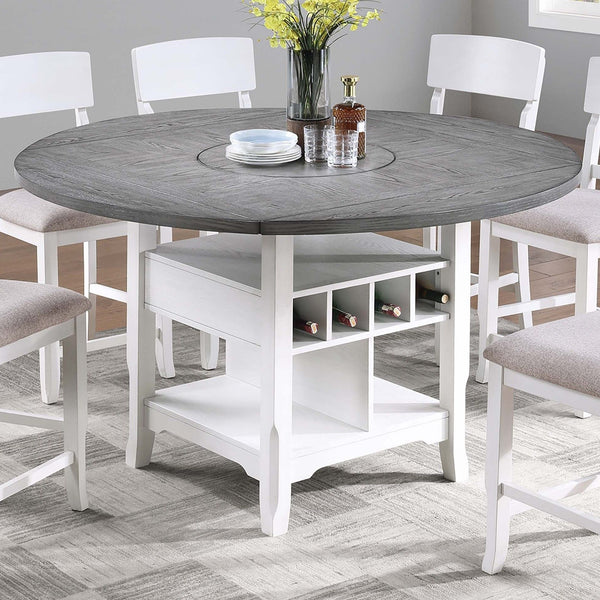 Contemporary Counter Height Dining Set With Built In Lazy Susan