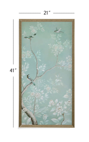 Birds And Flowers I Framed Print - Light Blue