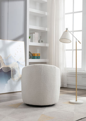 Teddy Fabric Swivel Accent Armchair Barrel Chair With Powder Coating Metal Ring