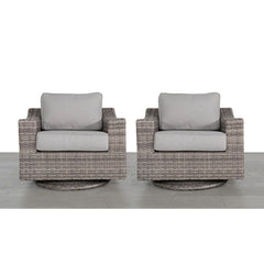 Swivel Patio Chair With Luxurious Cushions Perfect For Outdoor Relaxation (Set of 2) - Gray / Gray Mix