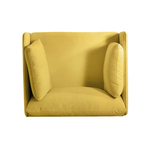 Modern Upholstered Accent Chair With Soft Cushions, Sleek Armrest Design