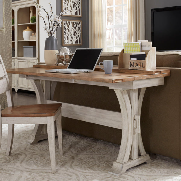 Farmhouse Reimagined - Flip Lid Sofa Table - Antique White / Chestnut Tops