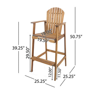 Outdoor Acacia Wood Adirondack Barstools (Set of 2)