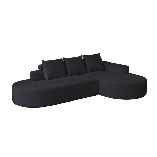 Modern Curved Sofa, L-Shaped Modular Sectional Set With 3 Pillows