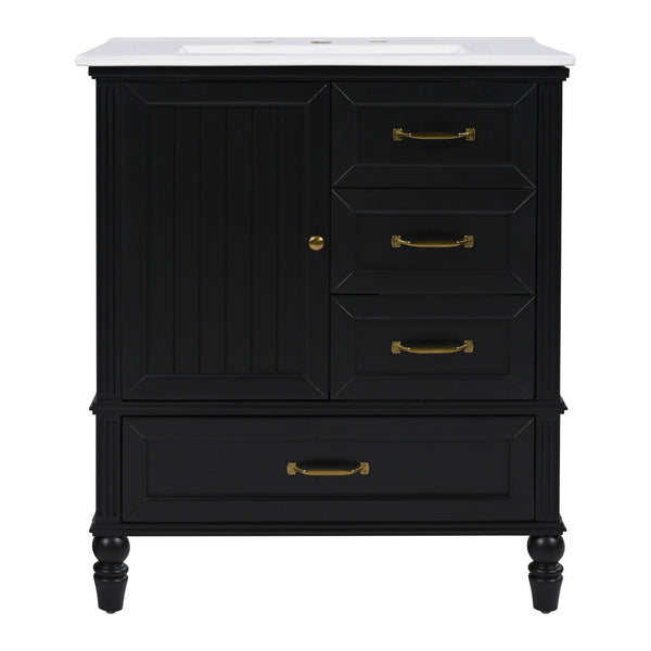 30" Bathroom Vanity With Sink, 3 Drawers, Adjustable Feet