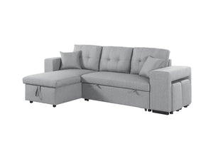 Daniel - Upholstered Reversible Sectional With Pull Out Loveseat - Light Gray