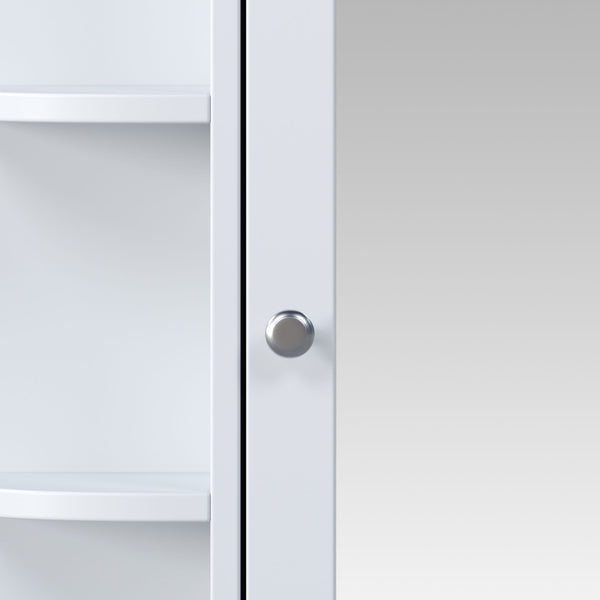 Bathroom Wall Storage Cabinet With Mirror And Adjustable Shelf, 6 Open Shelves