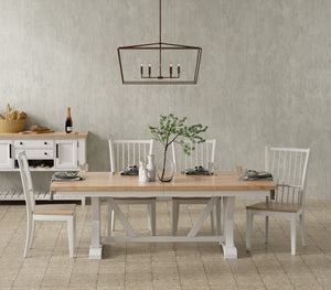Americana Modern Dining - Trestle Dining Table With Extensions - Cotton