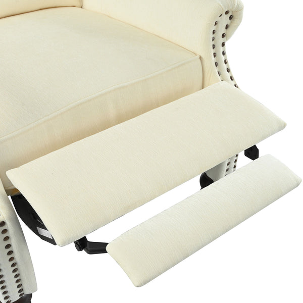 Push Back Recliner Chair Upholstered Recliner Armchair With Classic Wing Back And Solid Gourd-Shaped Legs