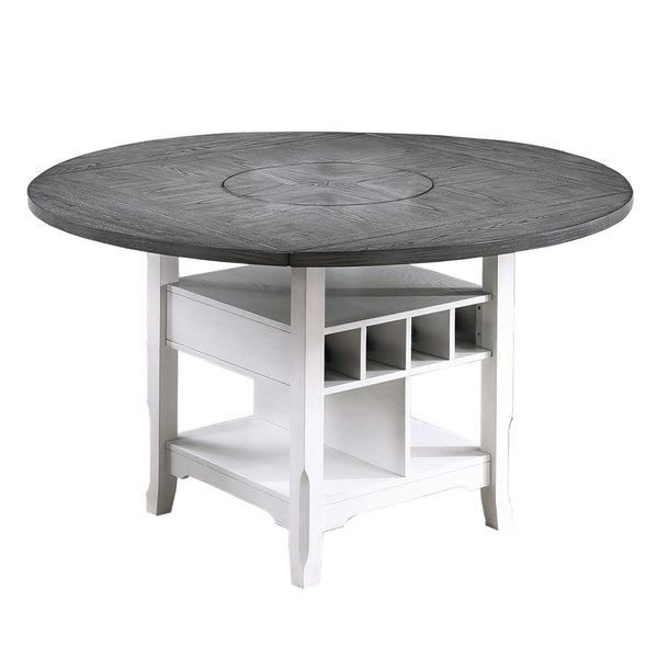Contemporary Counter Height Dining Set With Built In Lazy Susan