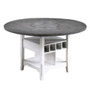 Counter Height Dining Table With Built In Lazy Susan And Storage Shelves