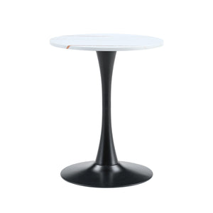 Round Dining Table With Thickened Engineered Wood Top And Metal Pedestal, 23.6" Diameter For Kitchen, Living Room, Small Spaces