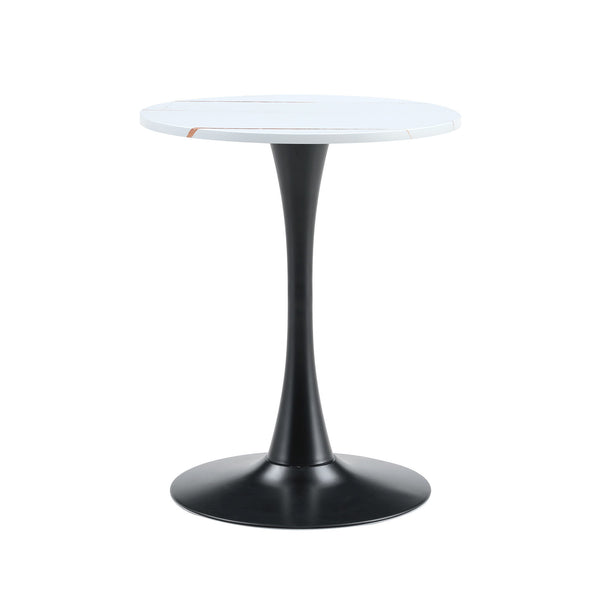 Round Dining Table With Thickened Engineered Wood Top And Metal Pedestal, 23.6" Diameter For Kitchen, Living Room, Small Spaces
