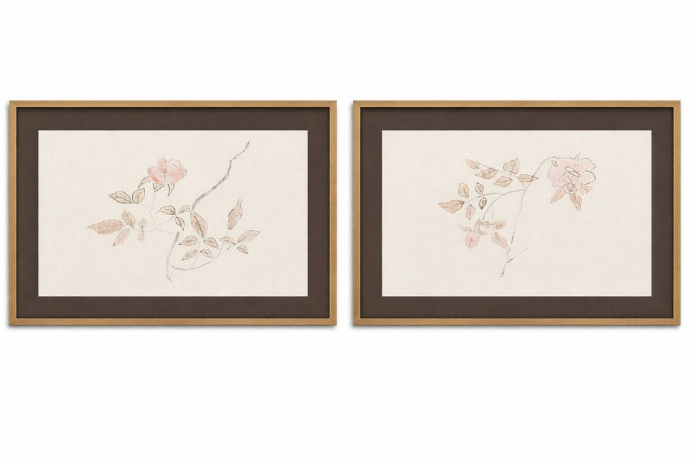 Delicate Rose Framed Print (Set of 2) - Cream