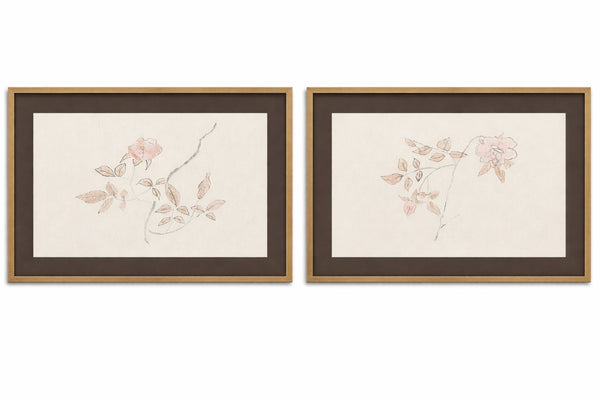 Delicate Rose Framed Print (Set of 2) - Cream