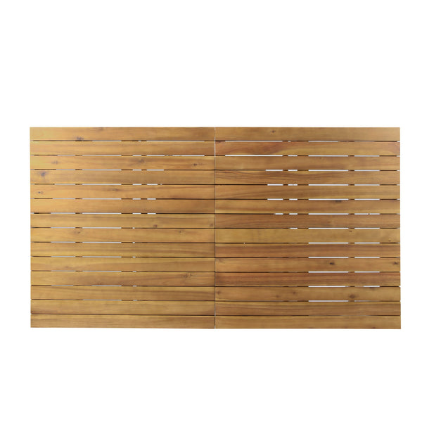 Wilson - Expandable Dining Table With Slat Design - Teak Acacia Wood