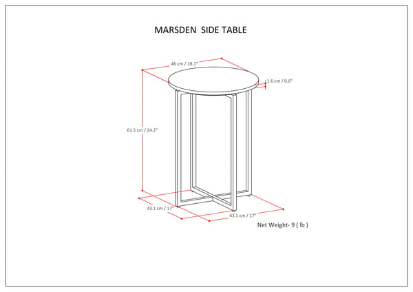 Marsden - Side Table With Polished Base - White / Silver