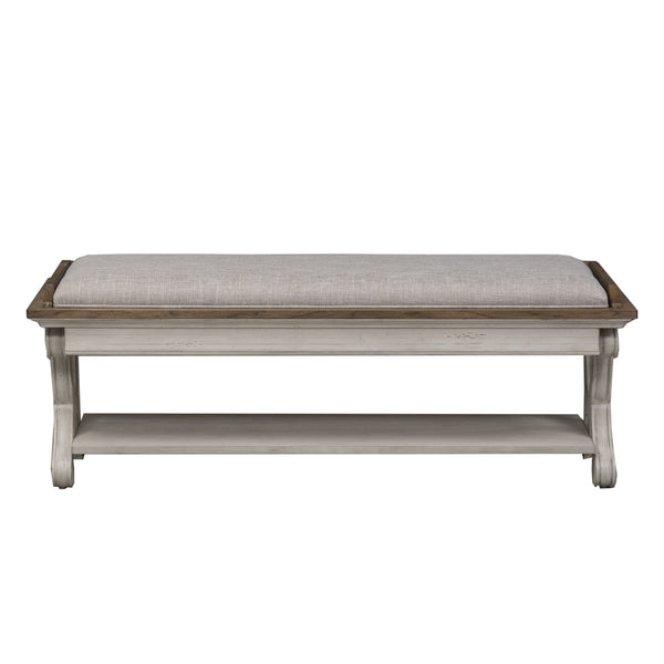 Farmhouse Reimagined - Bed Bench - Antique White / Chestnut Tops