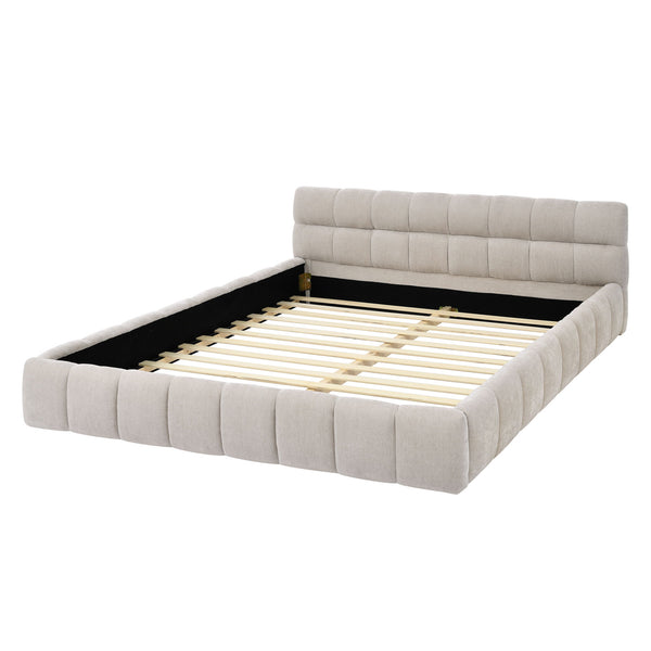 Modern Platform Bed Frame With Thick Fabric